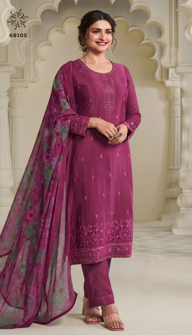 Silkina Royal Crepe 45 By Vinay Embroidered Designer Salwar Kameez Wholesale In Delhi
